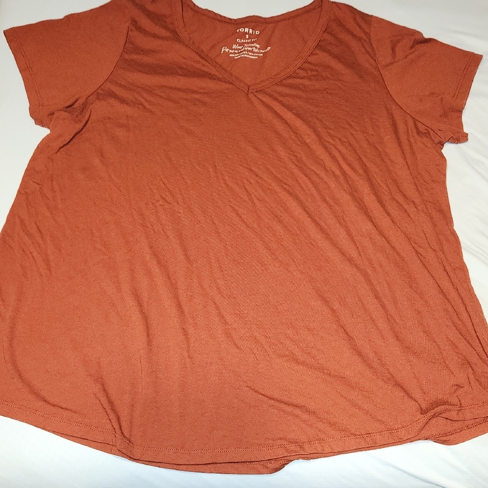 Torrid Burnt Orange V-Neck Tee